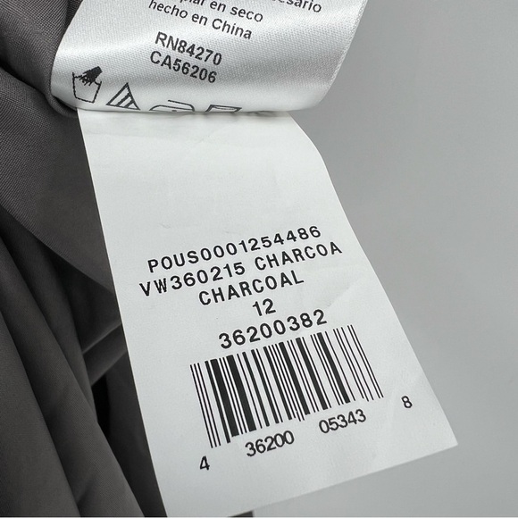 WHITE by Vera Wang One Shoulder Gown with Satin Sash in Charcoal Gray Size 12 - Picture 10 of 14